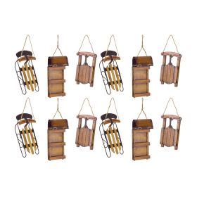Vintage Wood Sled Tree Ornament (Set of 12)