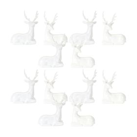 Modern White Winter Deer Figurine (Set of 2)
