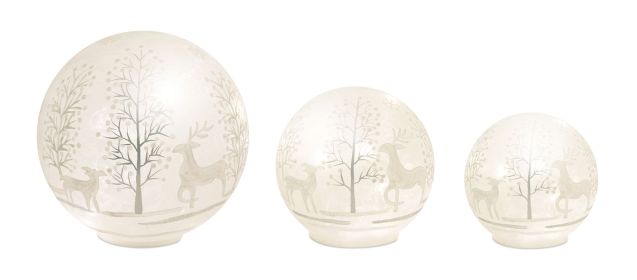LED Frosted Glass Woodland Deer Orb (Set of 3)