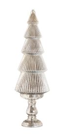 Silver Mercury Glass Tree on Pedestal 36"H