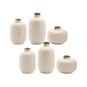 Mini Terra Cotta Bud Vase with Speckled Ivory Finish (Set of 6)