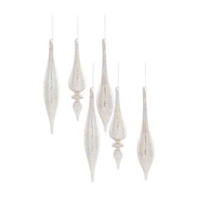 Champagne Jeweled Glass Drop Ornament (Set of 6)