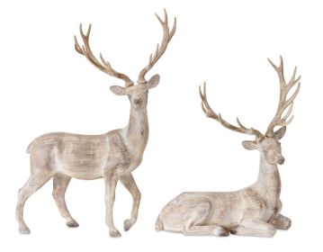 Washed Stone Deer Figurine (Set of 2)