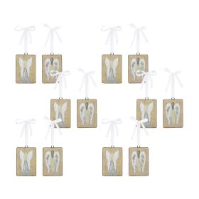 Distressed Metal Angel Ornament with Ribbon Tie (Set of 12)