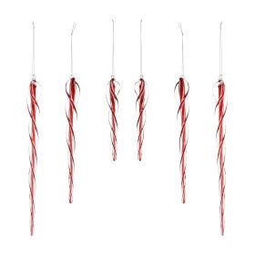 Spiral Glass Icicle Drop Ornament (Set of 6)