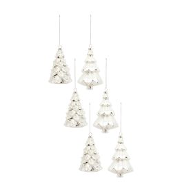 White Frosted Pine Tree Ornament (Set of 6)