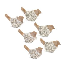 Holiday Bird Figurine with Woven Sweater (Set of 2)