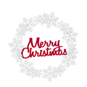 Metal Cut Out Merry Christmas Wreath 19.25"D