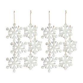 White Washed Wooden Snowflake Ornament (Set of 12)