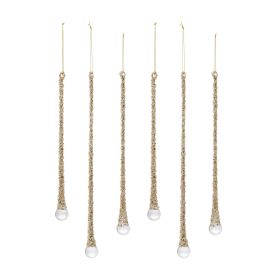 Gold Beaded Icicle Drop Ornament (Set of 6)