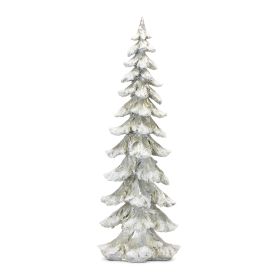 Flocked Snowy Silver Holiday Tree Décor 26"H