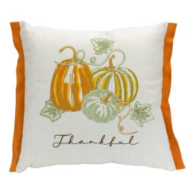 Thankful and Pumpkin Pillow 16"SQ
