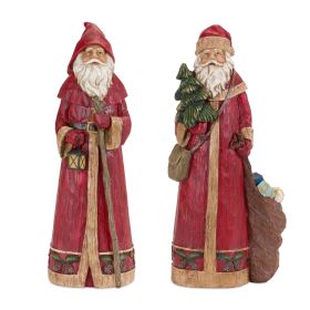 Rustic Stone Stand Figurine with Wood Grain Design (Set of 2)