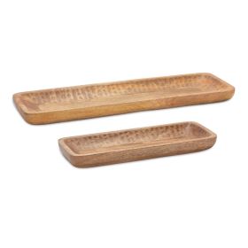 Natural Mango Wood Dough Bowl Tray (Set of 2)