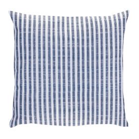Blue and White Striped Throw Pillow 17"SQ