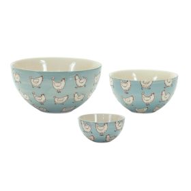 Stoneware Chicken Farmhouse Bowl (Set of 2)