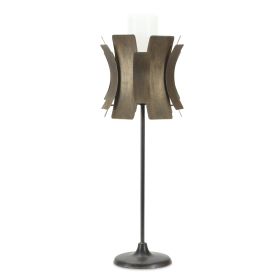 Vintage Iron Candle Holder with Glass Insert 22"H