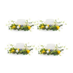 Lemon and Blue Berry Floral Candle Ring (Set of 6)