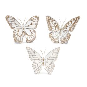 Stone Butterfly Shelf Sitter with White Washed Finish (Set of 3)