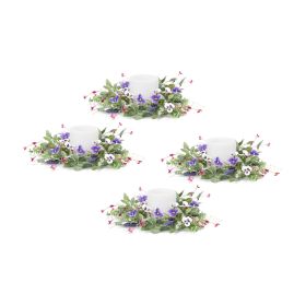 Mixed Foliage and Pansy Candle Ring (Set of 4)