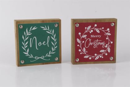 Holiday Sentiment Sign with Faux Leather Accent (Set of 6)