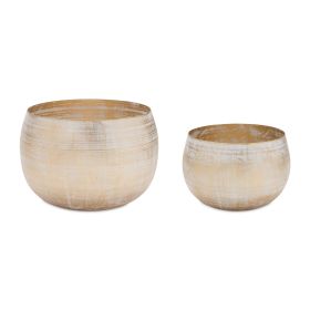 White Washed Metal Planter (Set of 2)