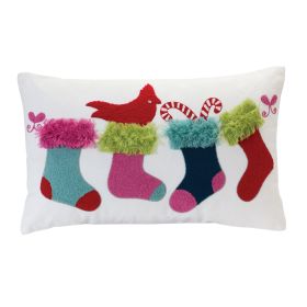 Colorful Stocking Holiday Pillow 19.5"L