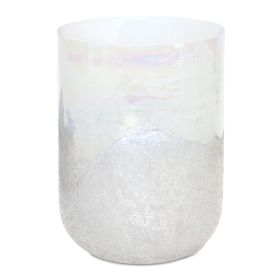 Irredescent Glass Candle Holder 7"H