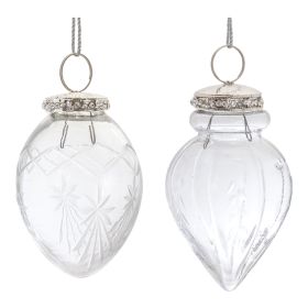 Etched Glass Teardrop Ornament (Set of 6)