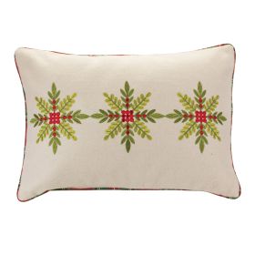 Embroidered Snowflake Pillow 19.5"L