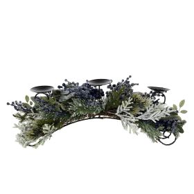 Frosted Pine Blueberry Centerpiece Candle Holder 31"H