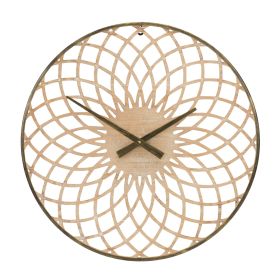 Round Lattice Wood Wall Clock 23.75"D