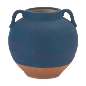 Ceramic Urn Vase with Terra Cotta Accent 7"H