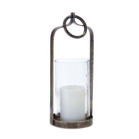 Iron Framed Hurricane Candle Holder 13"H