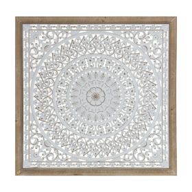 Framed Paper Mache Mandala Wall Plaque 25.5"SQ