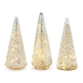 LED Textured Mercury Glass Tree (Set of 3)