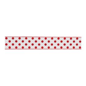 Red and White Polka Dot Wired Ribbon (Set of 2)