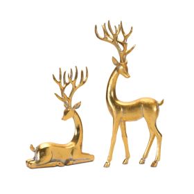 Modern Gold Deer Figurine (Set of 2)