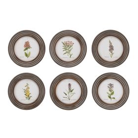 Round Framed Floral Print (Set of 6)