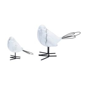 Marble Print Bird Figurine (Set of 2)