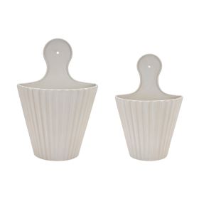 Ribbed Metal Wall Pocket (Set of 2)