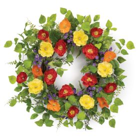 Mixed Poppy Floral Wreath 22"D