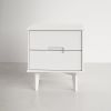 FarmHouse 2 Drawer Solid Wood Nightstand White