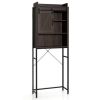 4-Tier Multifunctional Toilet Sorage Cabinet with Adjustable Shelf and Sliding Barn Door-Rustic Brown