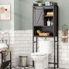 4-Tier Multifunctional Toilet Sorage Cabinet with Adjustable Shelf and Sliding Barn Door-Rustic Brown