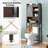 4-Tier Multifunctional Toilet Sorage Cabinet with Adjustable Shelf and Sliding Barn Door-Rustic Brown