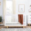 Modern Classic Solid Wooden Crib in White with Natural Wood Legs