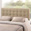 King size Beige Fabric Upholstered Headboard with Modern Tufting