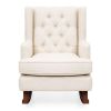 Beige Soft Tufted Upholstered Wingback Rocker Rocking Chair