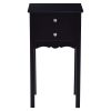 Elegant 2-Drawer End Table Nightstand Side Table in Black Wood Finish